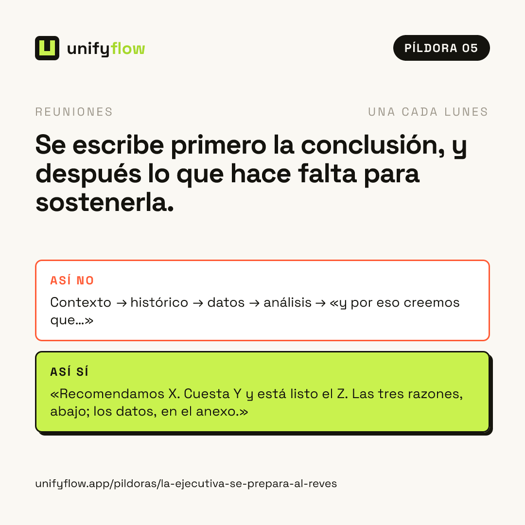 Lámina de la píldora 05: Se escribe primero la conclusión, y después lo que hace falta para sostenerla.